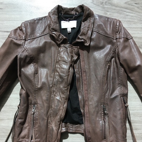 Muubaa Galaxi Leather Biker Jacket (taupe/brown, women, US 4) - Picture 1 of 10